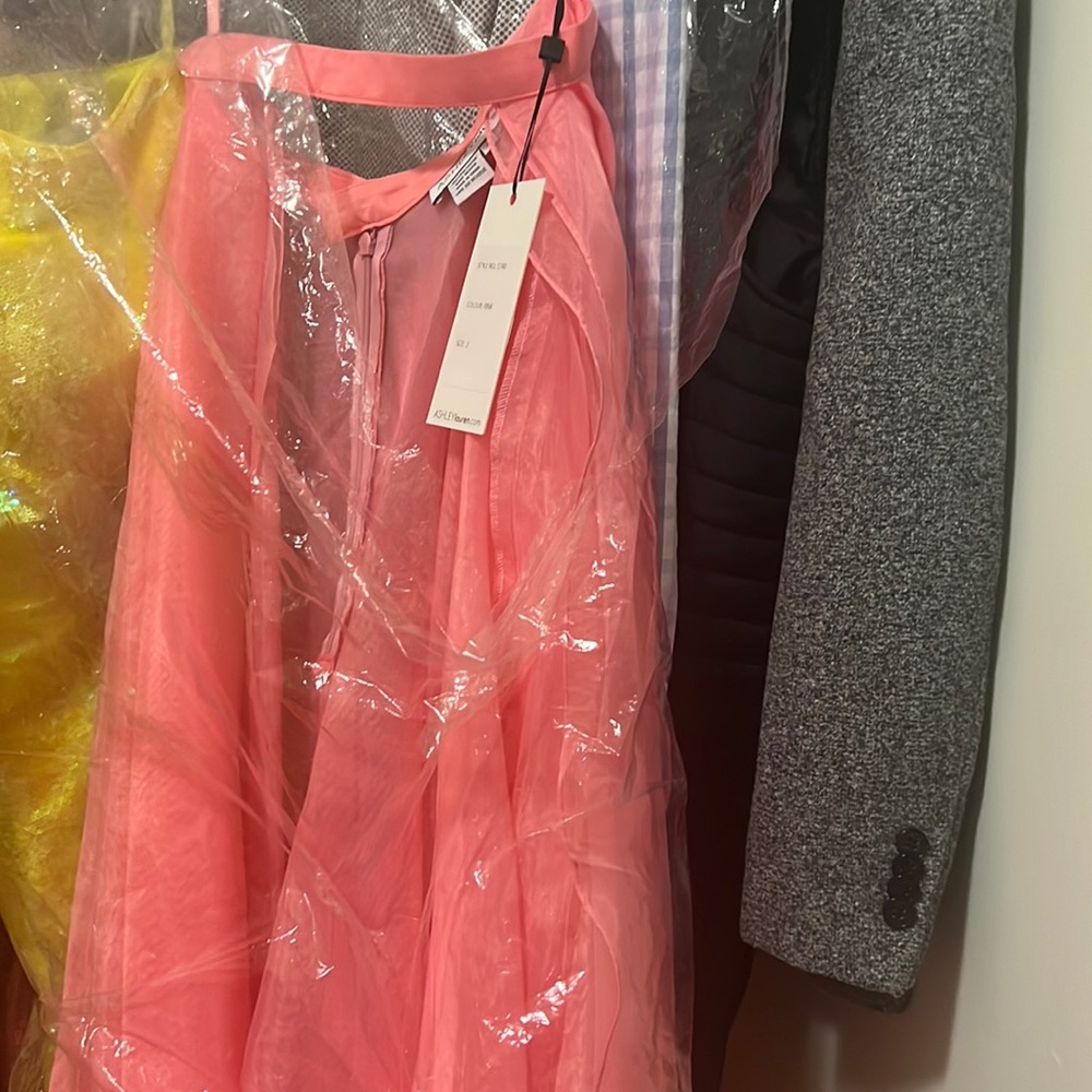 NWT Ashley Lauren pink organza detachable train